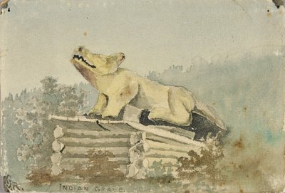 Indianergrab. Wolfstotem über Medizinmann-Grab, Wrangell von Theodore J. Richardson
