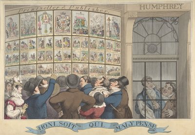 Honi. Soi. Qui. Mal. Y. Pense: Der Karikaturenladen von G. Humphrey, 27 St. James..., 12. August 1821 von Theodore Lane