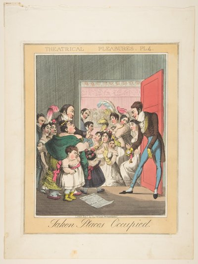 Theatralische Vergnügungen, Platte 4: Besetzte Plätze, ca. 1835 von Theodore Lane