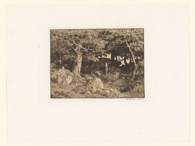 Eichen auf Felsen von Theodore Rousseau