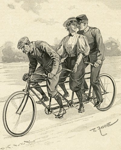 Fahrrad für drei Personen, genannt Tandemfahrrad von Theodore Zasche