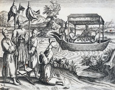 Straße der Würdenträger, aus der Reise von Jan Huyghen van Linschoten (1583-1592), Gravur aus India Orientalis von Theodor de Bry, China von Theodore de Bry