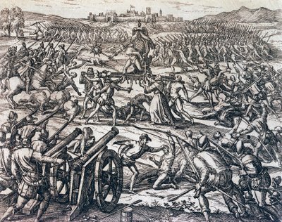 Francisco Pizarros Truppen erobern den Inka-Kaiser Atahualpa während der Schlacht von Cajamarca, 16. November von Theodore de Bry