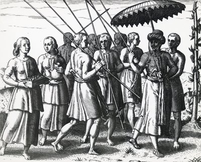Einwohner von Sumatra, von Theodor de Bry, Stich von Theodore de Bry