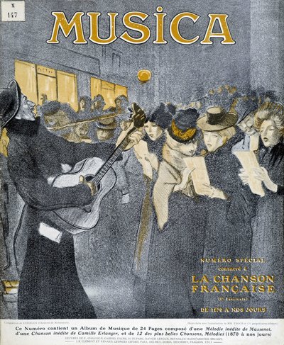 Nachtfeste in Montmartre. Titelbild von Steinlen für die Zeitschrift „Musica“ vom November 1908 von Théophile Alexandre Steinlen