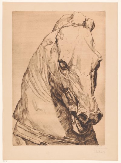 Kopf des Einhorns von einer antiken Statue von Thiebautz (signed by artist)