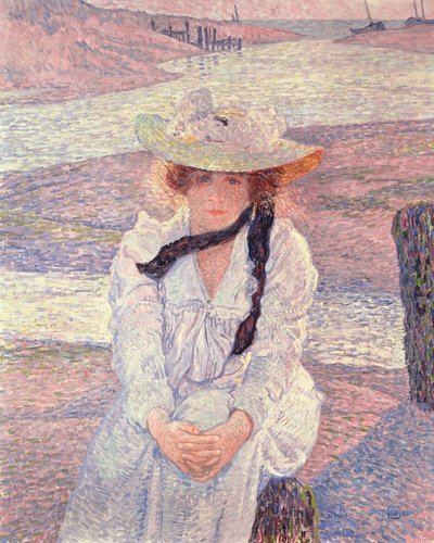 Junge Frau am Ufer des Greve-Flusses, 1901 von Théo van Rysselberghe
