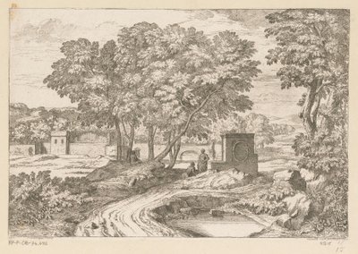 Arkadische Landschaft mit zwei Frauen an einem Brunnen von Théodore