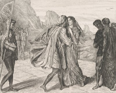 O mein schöner Krieger!: Platte 5 aus Othello Akt 2, Szene 1, geätzt 1844, nachgedruckt 1900 von Théodore Chassériau