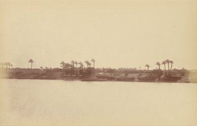 Ufer des Nils mit Palmen und Booten von Théodule Devéria