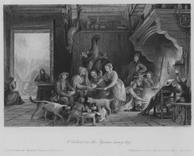 Ein Kabarett in den Pyrenäen (Regentag) (Stich) von Thomas (after) Allom