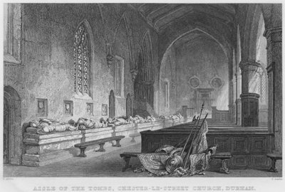 Seitenschiff der Gräber, Chester-Le-Street Kirche, Durham (Gravur) von Thomas (after) Allom