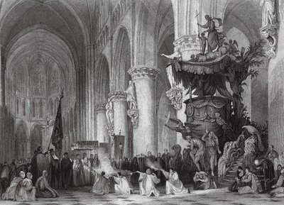 Kathedrale von St. Gudule, mit berühmter geschnitzter Kanzel, Brüssel von Thomas (after) Allom