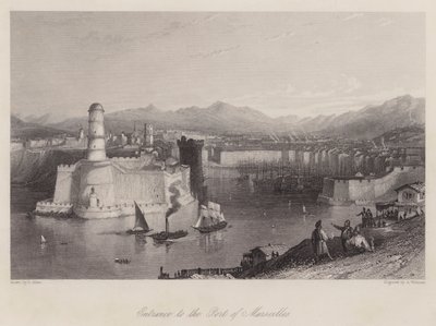 Eingang zum Hafen von Marseille (Gravur) von Thomas (after) Allom