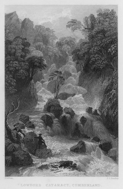 Lowdore Wasserfall, Cumberland (Stich) von Thomas (after) Allom