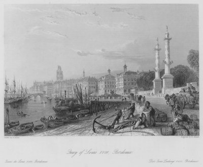 Quai von Louis XVIII., Bordeaux (Stich) von Thomas (after) Allom