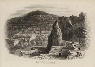 Schieferbrüche, Bethesda, Nordwales (Gravur) von Thomas (after) Allom