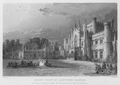 Südansicht von Lowther Castle, der Sitz von William Lowther, Earl of Lonsdale (Stich) von Thomas (after) Allom