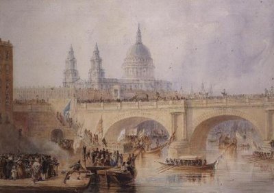Ausschiffung des Lord Mayor an der Blackfriars Bridge, ca. 1830 von Thomas Allom
