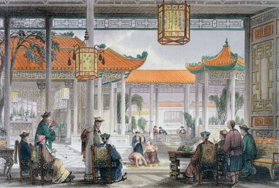Gaukler im Hof eines Mandarinenpalastes, China, 1843 von Thomas Allom
