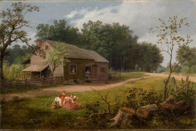Hütte mit spielenden Kindern von Thomas Birch