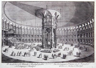 Die Innenansicht der Rotunde in den Ranelagh Gardens mit der Gesellschaft beim Frühstück, aus John Stowe