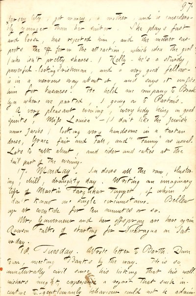 Thomas Butler Gunn Tagebücher - Band 8, Seite 104, 16.-18. November 1856 von Thomas Butler Gunn