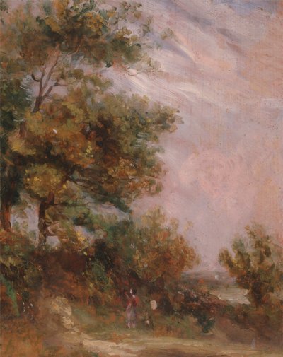 Landschaft mit Bäumen und einer Figur von Thomas Churchyard