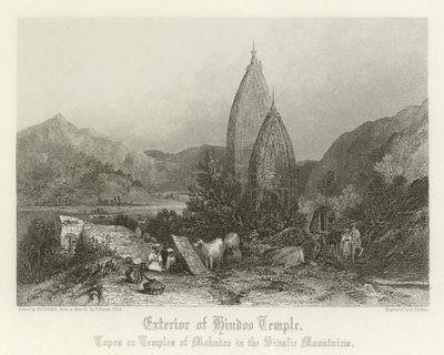 Außenansicht eines Hindu-Tempels von Thomas Colman Dibdin