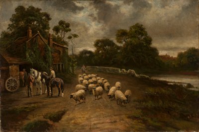 Genreszene mit Schafherde von Thomas Creswick