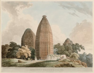Hindutempel in Bindrabund am Fluss Jumna von Thomas Daniell