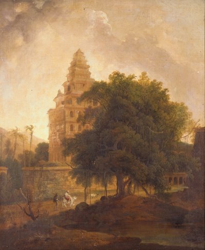 Reisende auf einem Pfad beim Kalyan Mahal, Gingee, Tamil Nadu von Thomas Daniell