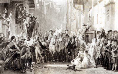 Prinz Charles Edward (1720-88) und die Highlander betreten Edinburgh nach der Schlacht von Preston, 21. September 1745 von Thomas Duncan