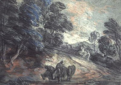 Waldlandschaft mit trinkenden Pferden von Thomas Gainsborough