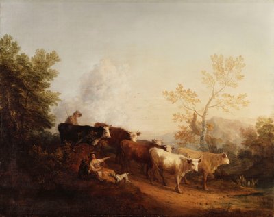 Abend; Eine Landschaft mit heimkehrenden Rindern von Thomas Gainsborough