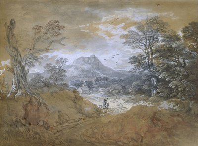 Landschaft mit einer Straße am Waldrand von Thomas Gainsborough