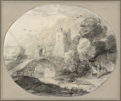 Flusslandschaft mit Brücke und Kirche von Thomas Gainsborough