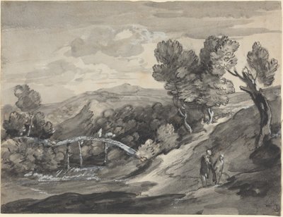 Bewaldete Hochlandlandschaft mit einer Brücke von Thomas Gainsborough