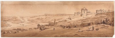 Eine Auswahl von zwanzig der malerischsten Ansichten in Paris: Blick von der Palastterrasse in St. Germain-en-Laye, das Aquädukt von Marli in der Ferne von Thomas Girtin