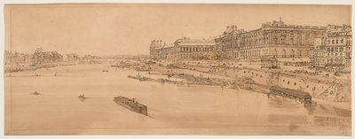 Eine Auswahl von zwanzig der malerischsten Ansichten in Paris: Ansicht des Louvre und der Brücke der Tuillerien vom Pont Neuf aus von Thomas Girtin