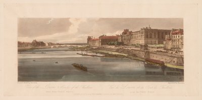 Auswahl von zwanzig der malerischsten Ansichten in Paris: Blick auf den Louvre & die Brücke der Thuilleries vom Pont Neuf von Thomas Girtin