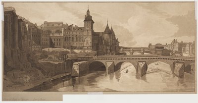Auswahl von zwanzig der malerischsten Ansichten in Paris: Blick auf Pont au Change, 1802 von Thomas Girtin