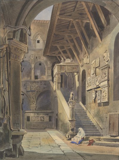 Hof des Bargello, Florenz, 1839 von Thomas Hartley Cromek