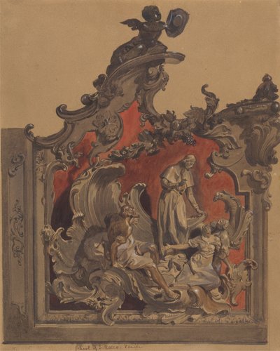 Schule von St. Rocco, Venedig, Studie der gebogenen Dekoration von Thomas Hartley Cromek