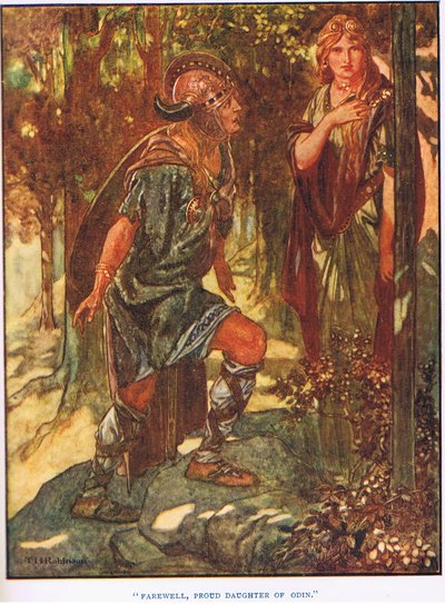 Abschied stolze Tochter Odins (Lithografie) von Thomas Heath Robinson