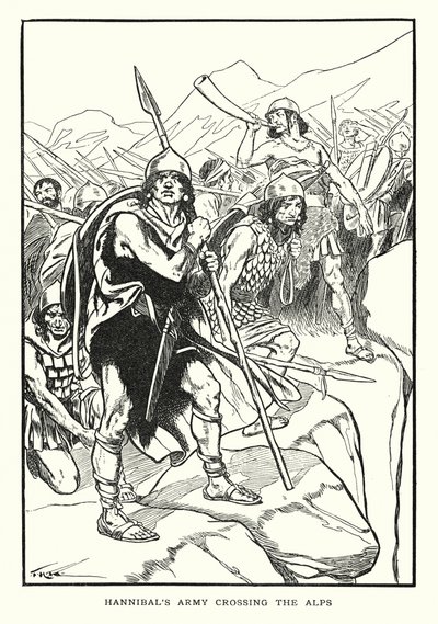 Hannibals Armee überquert die Alpen von Thomas Heath Robinson