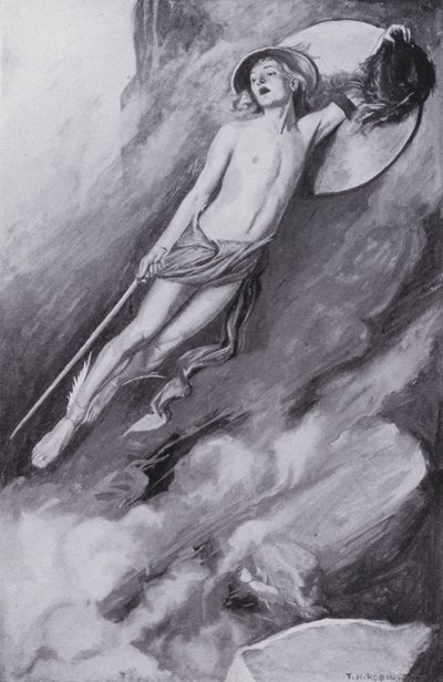 Perseus sprang in die Luft von Thomas Heath Robinson
