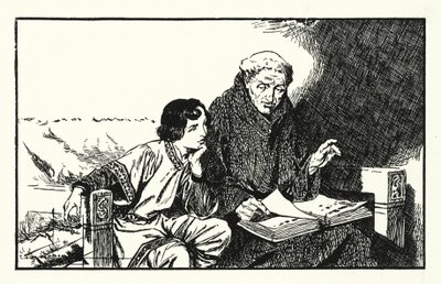 Der zukünftige König Alfred wird erzogen von Thomas Heath Robinson