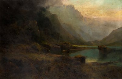 Hochlandsee mit Hirsch von Thomas Henry Gibb