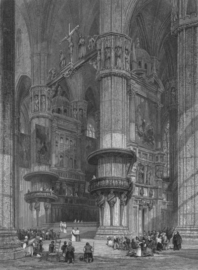 Das Innere des Mailänder Doms, Blick zum Hochaltar, 1844 von Thomas Higham